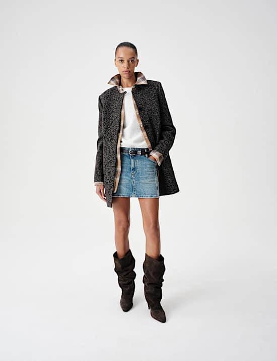Pure Wool Herringbone Longline Jacket