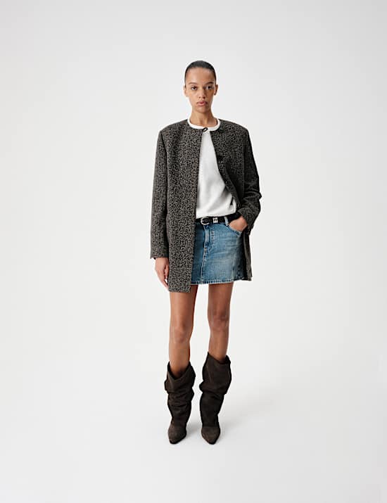 Pure Wool Herringbone Longline Jacket