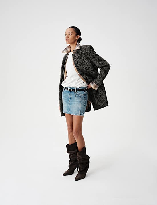 Pure Wool Herringbone Longline Jacket