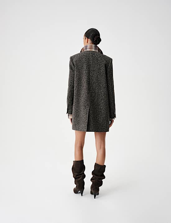 Pure Wool Herringbone Longline Jacket