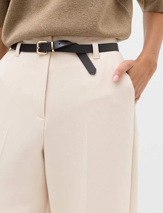 Belted Straight Leg Trousers
