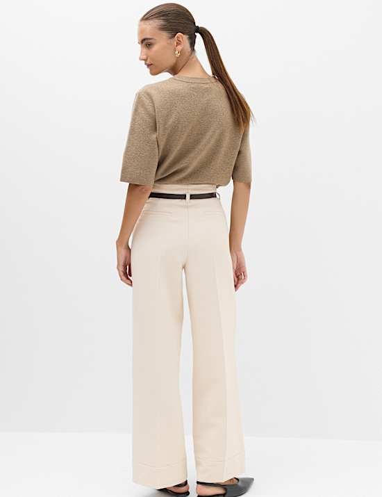 Belted Straight Leg Trousers
