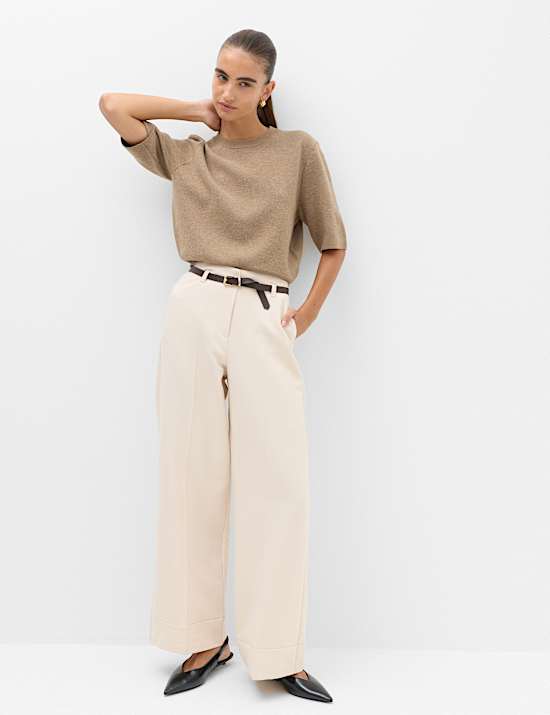 Belted Straight Leg Trousers