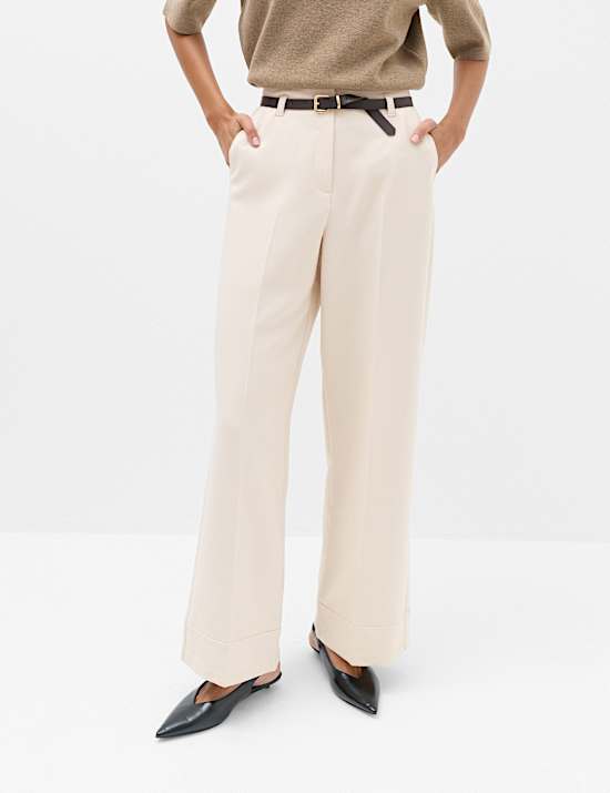 Belted Straight Leg Trousers
