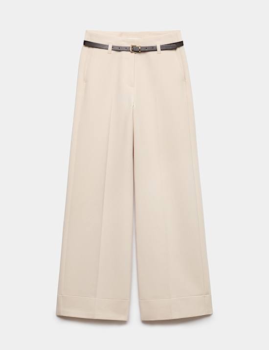 Belted Straight Leg Trousers