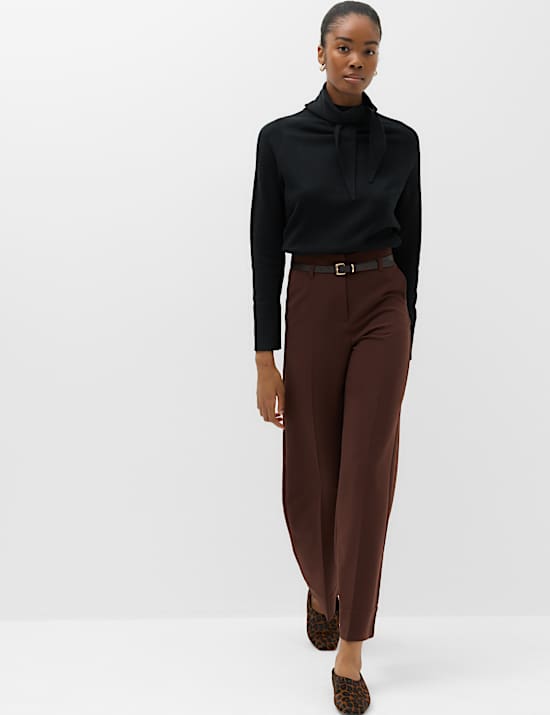 Belted Straight Leg Trousers