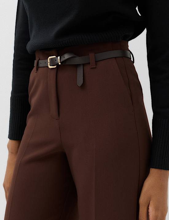 Belted Straight Leg Trousers