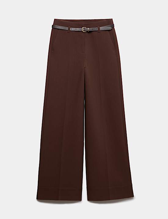 Belted Straight Leg Trousers