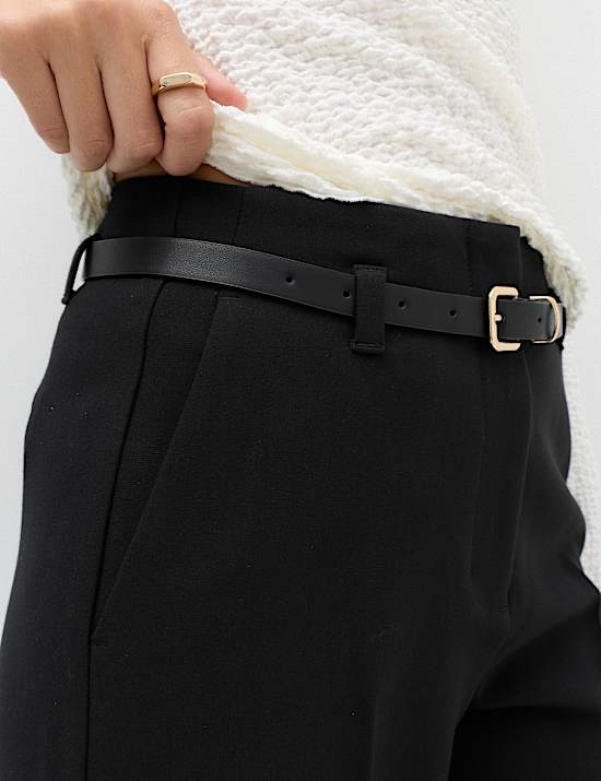 Belted Straight Leg Trousers