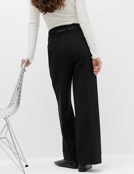 Belted Straight Leg Trousers