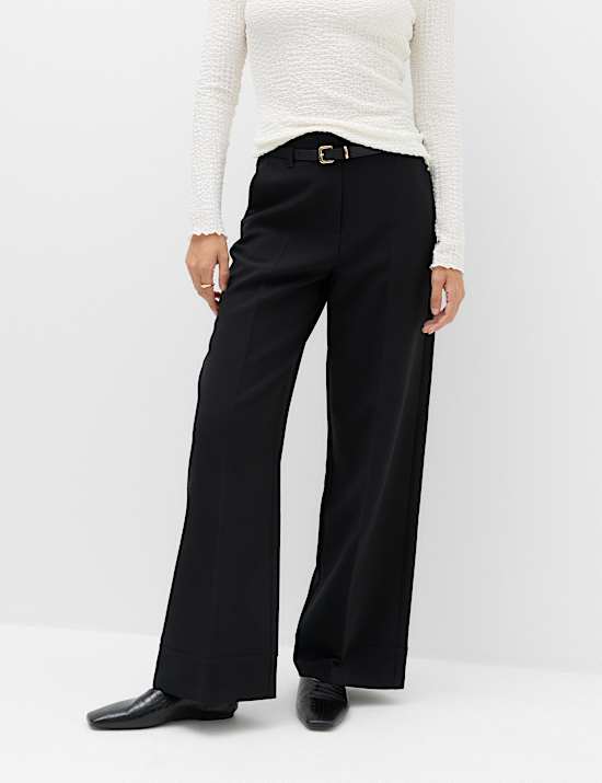 Belted Straight Leg Trousers