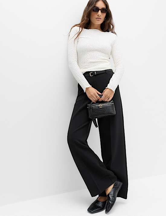 Belted Straight Leg Trousers