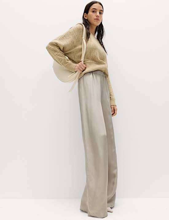 Satin Wide Leg Trousers