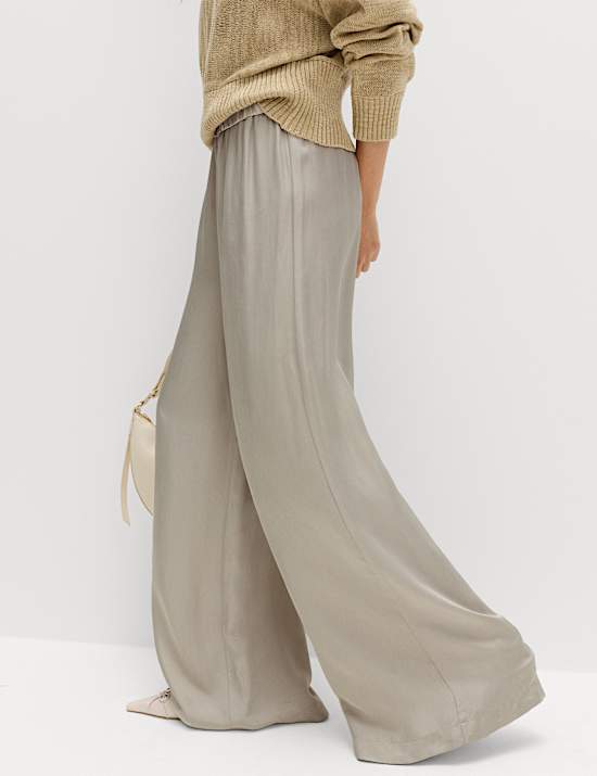 Satin Wide Leg Trousers