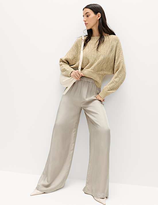 Satin Wide Leg Trousers