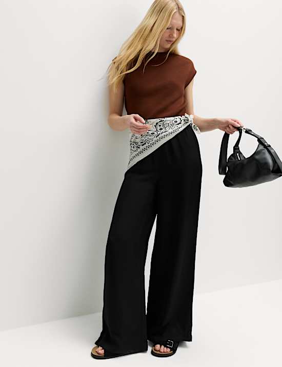 Satin Wide Leg Trousers