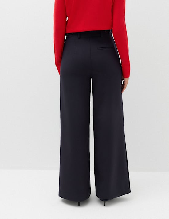 Tailored Side Tab Wide Leg Trousers