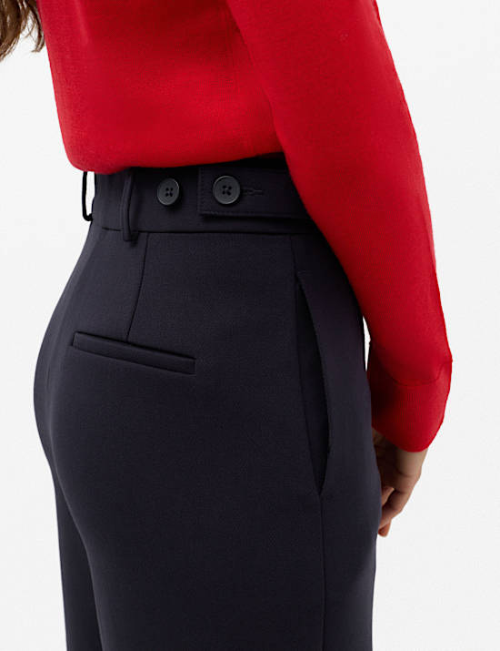 Tailored Side Tab Wide Leg Trousers