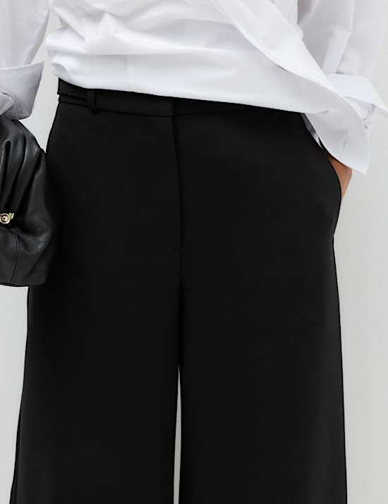 Tailored Side Tab Wide Leg Trousers