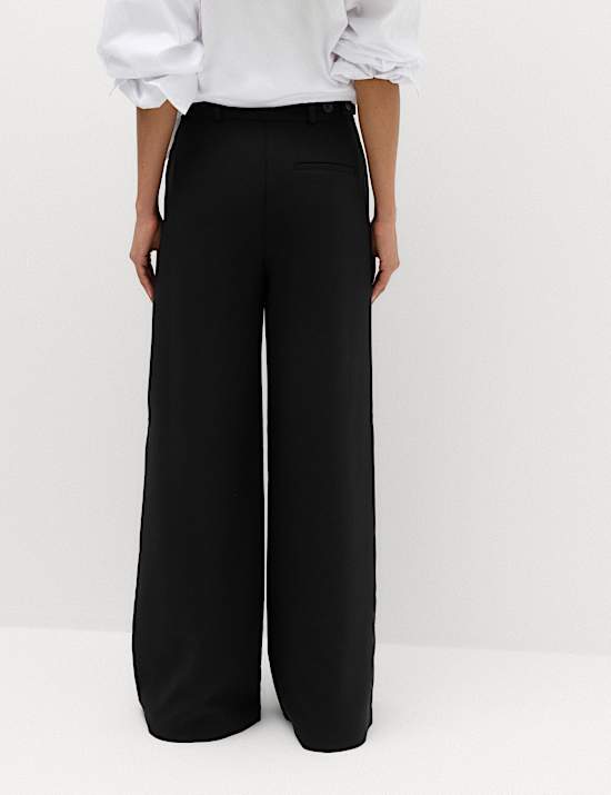 Tailored Side Tab Wide Leg Trousers
