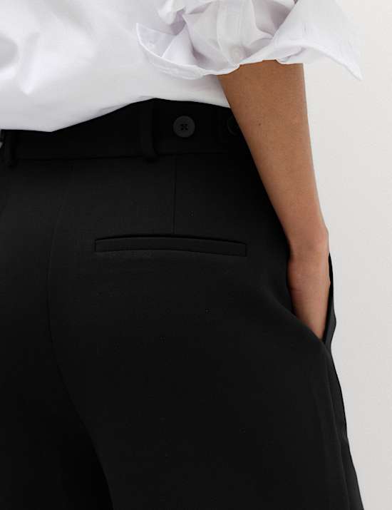 Tailored Side Tab Wide Leg Trousers