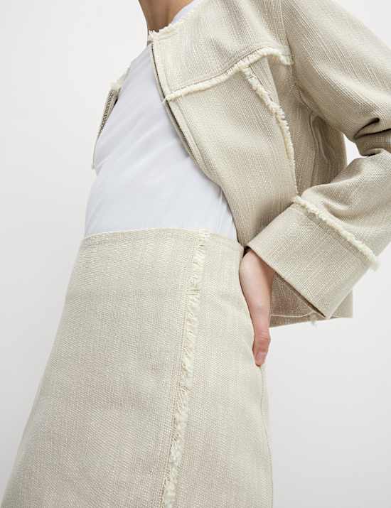 Minirock aus reiner Baumwolle mit Fransennaht