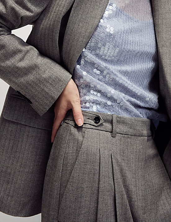 Pantalon à pinces coupe large à chevrons