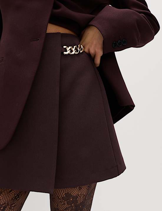 Chain Detail Mini A-Line Skirt