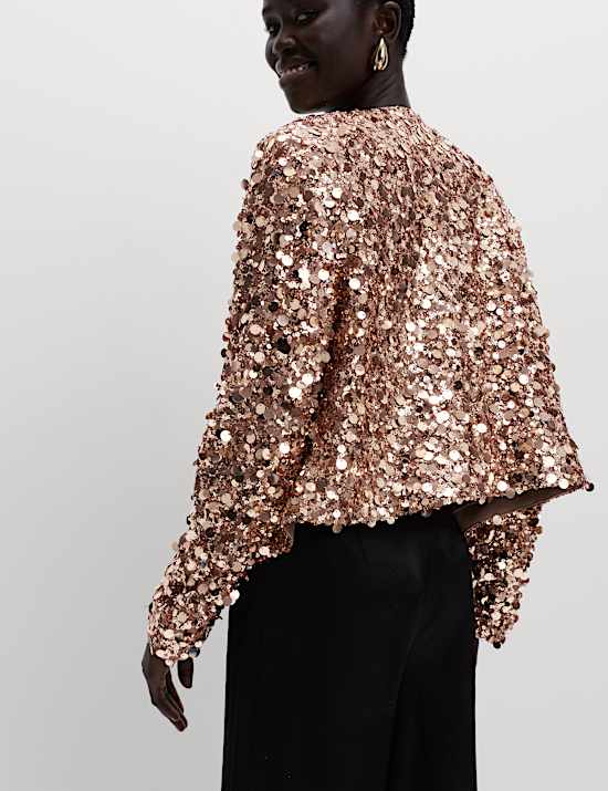 Sequin Cropped Jacket