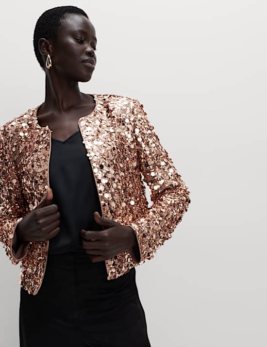Sequin Cropped Jacket
