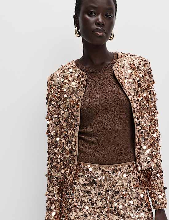 Sequin Cropped Jacket