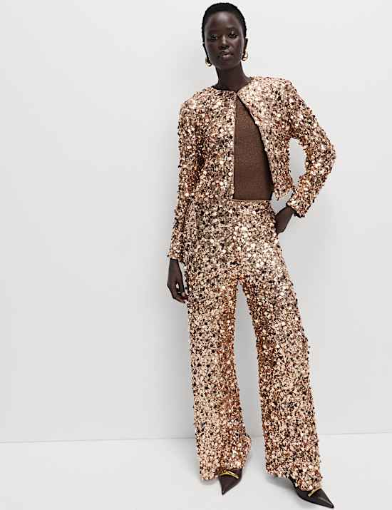 Sequin Cropped Jacket