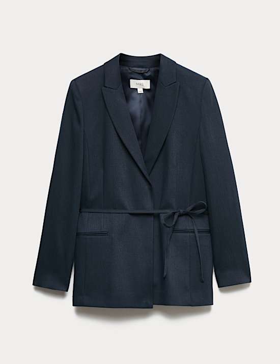 Tie Belted Blazer with Linen
