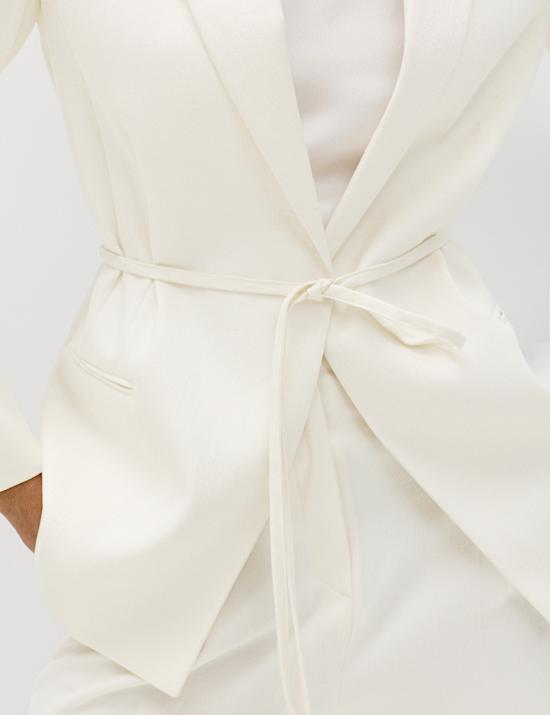 Tie Belted Blazer with Linen