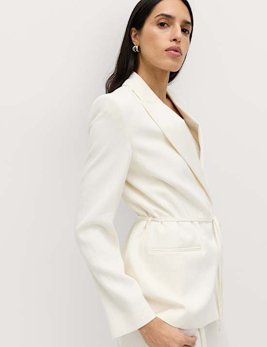 Tie Belted Blazer with Linen