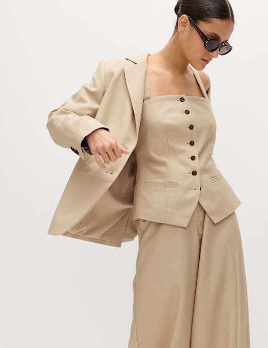 Lyocell Rich Square Neck Waistcoat with Linen