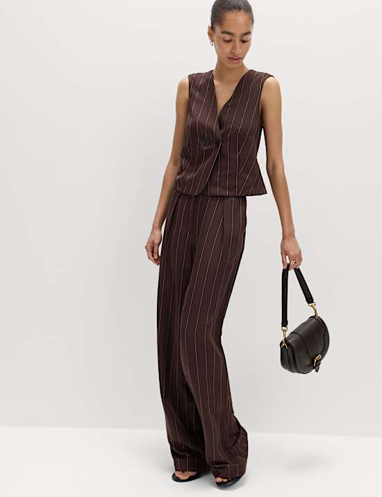 Linen Blend Sheen Pinstripe Waistcoat
