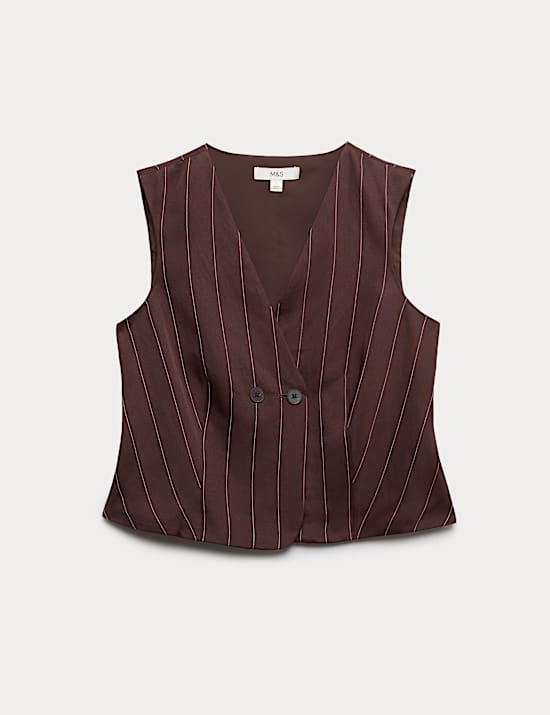 Linen Blend Sheen Pinstripe Waistcoat