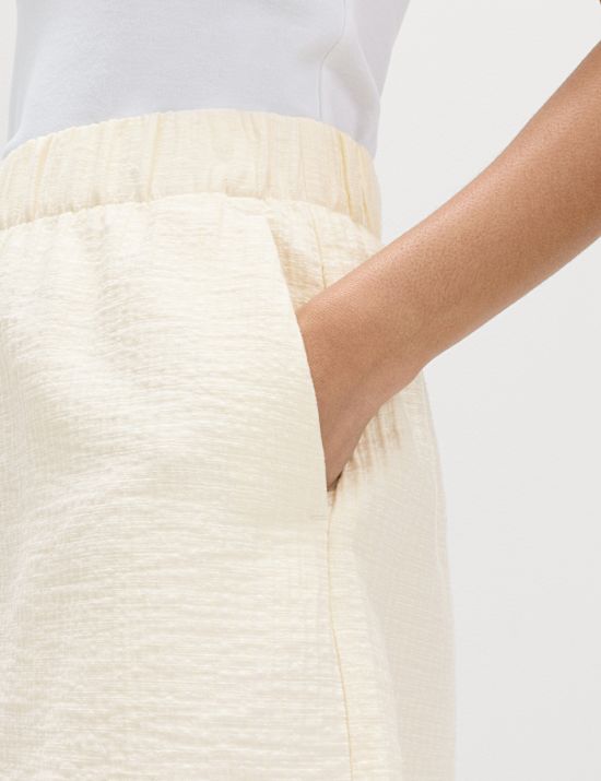 Cotton Blend High Waisted Shorts