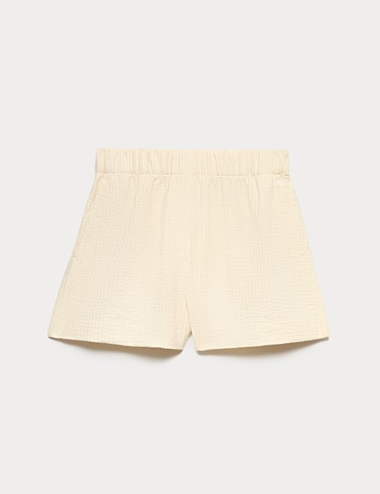 Cotton Blend High Waisted Shorts