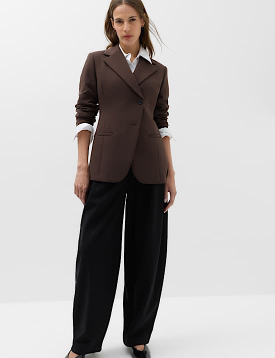 Tailored Cinched Waist Asymmetric Blazer