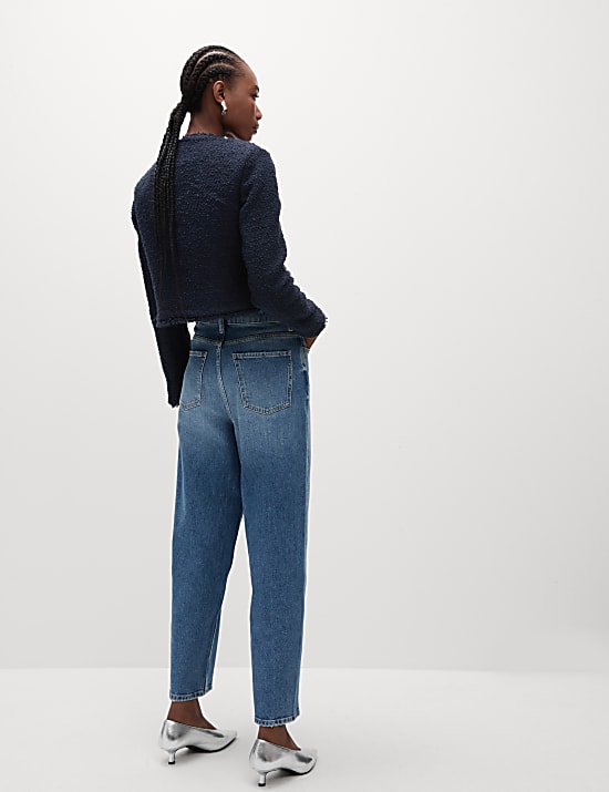 Veste courte sans col en tweed avec de la laine