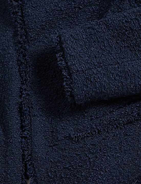 Veste courte sans col en tweed avec de la laine