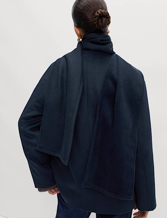 Removable Scarf Short Tailored Coat