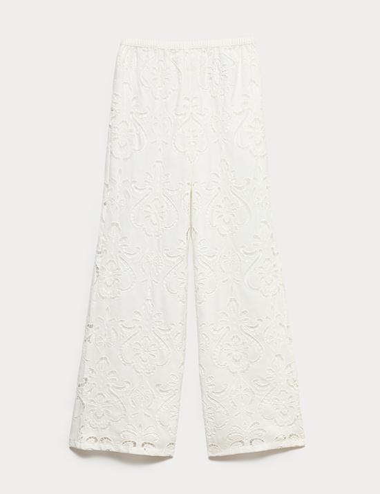 Cutwork Embroidered Straight Leg Trousers