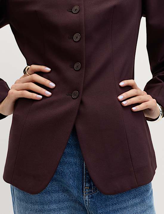 Ponte Collarless Tailored Jacket