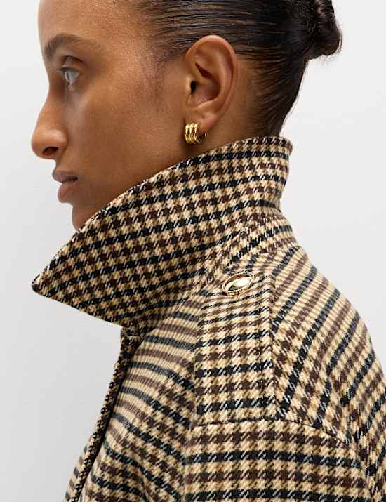 Checked Collared Short Jacket