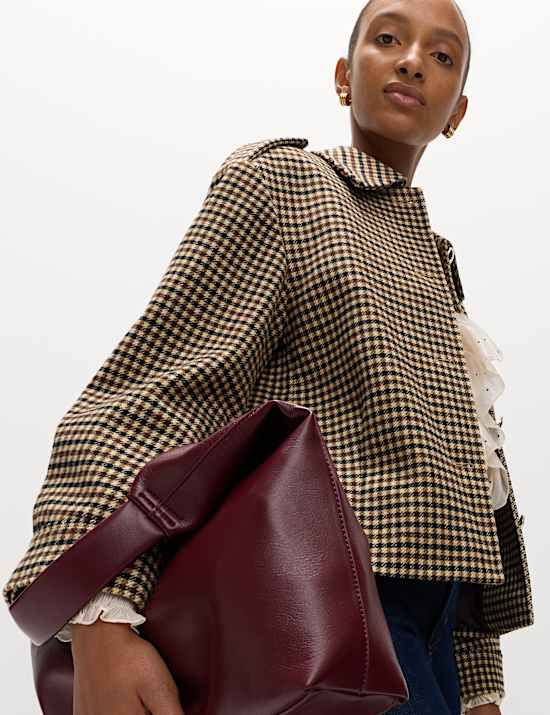 Checked Collared Short Jacket