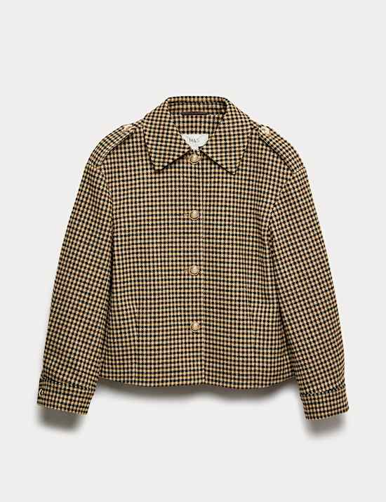 Checked Collared Short Jacket