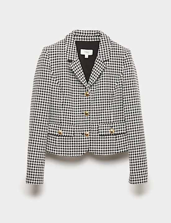 Cotton Rich Tweed Collarless Jacket